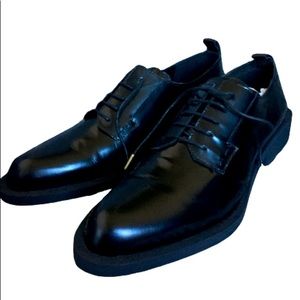 Zara Leather Lace Up Oxfords Color Black Size 9 NWOT